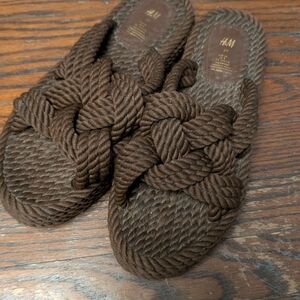 Brown Rope Slide Sandals
